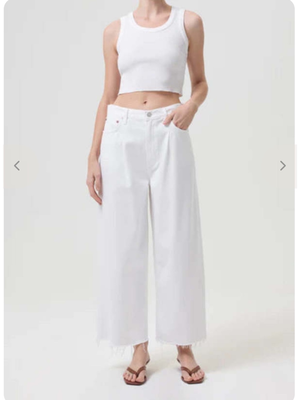 Agolde Dagna High Rise Pleat Front Wide Leg Baggy Crop Trouser Pant Raw Hem Sz34